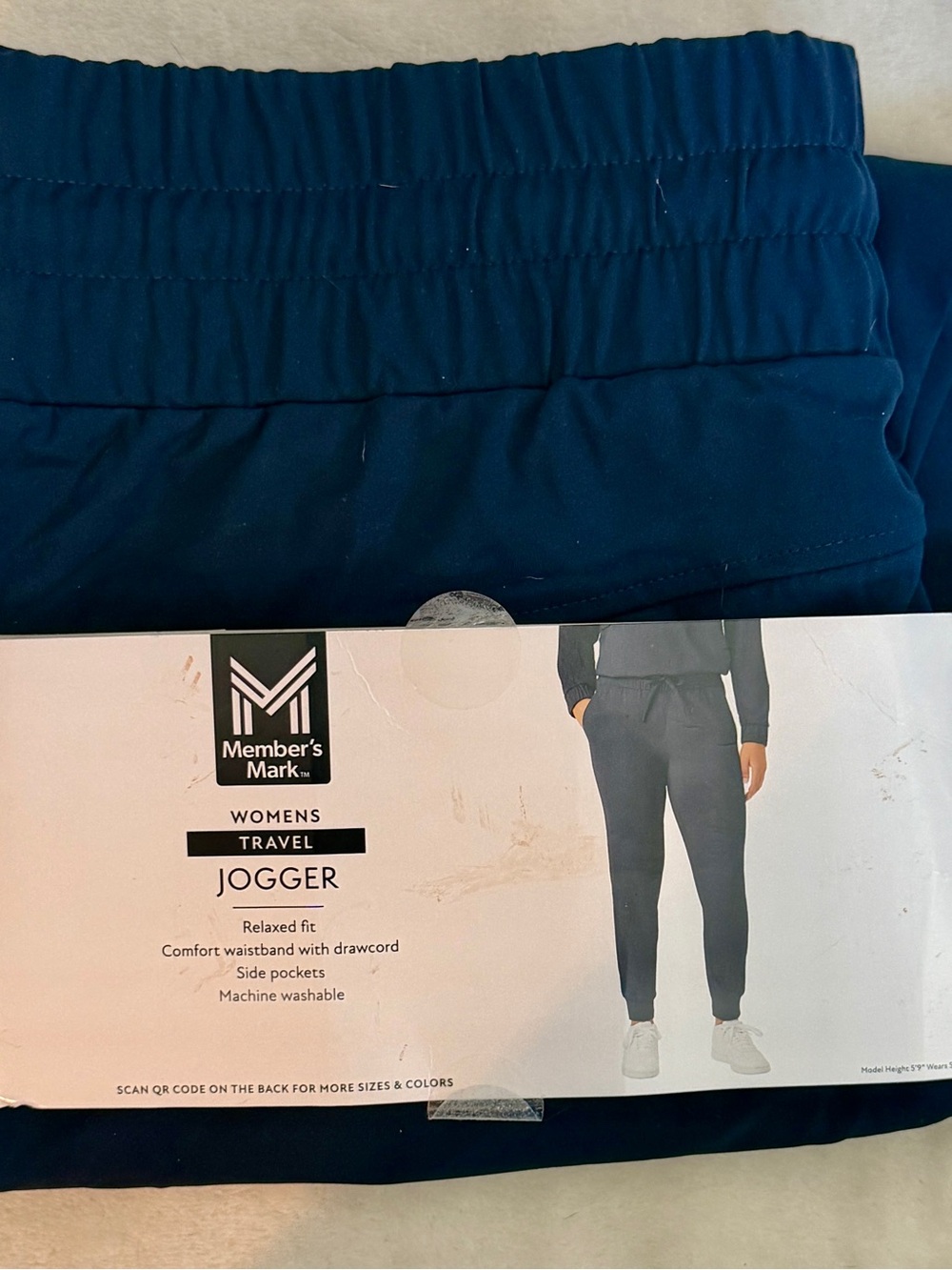 Women's Navy Drawstring Jogger Pants - Picture 3 of 4